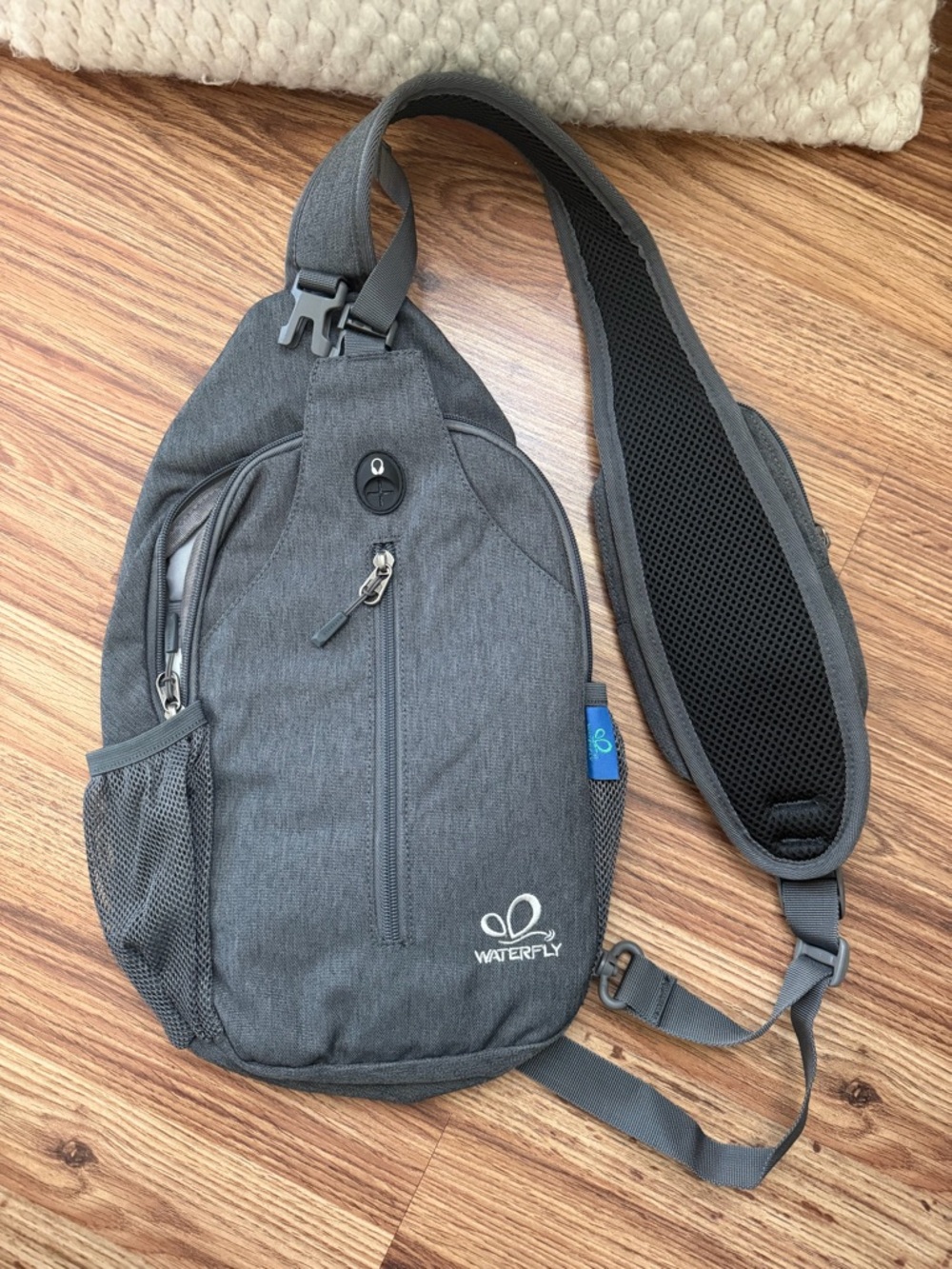 Gray Sling Crossbody Bag - Compact Travel Shoulder Pack